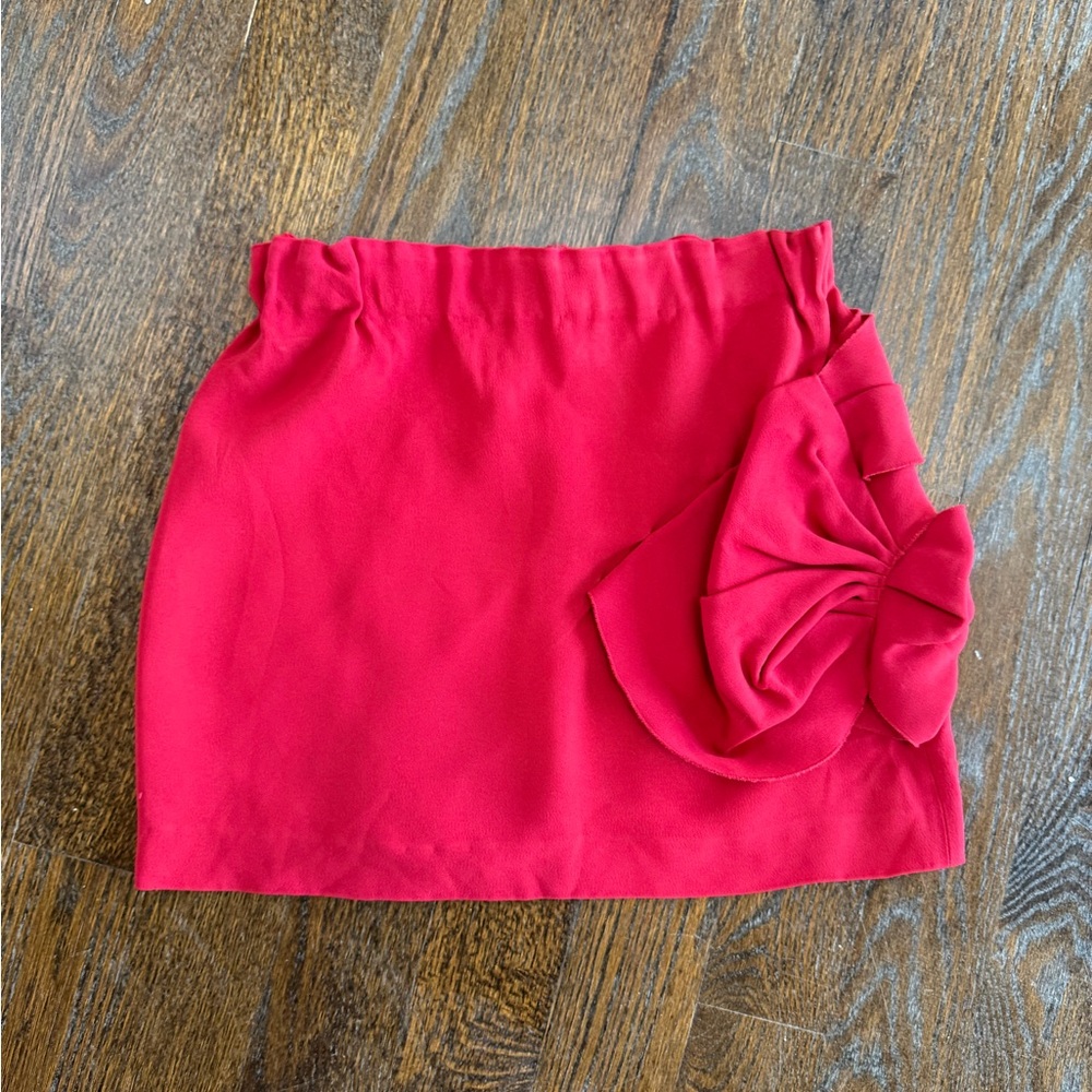 Miu Miu Vibrant Red Mini Skirt with Bow Accent